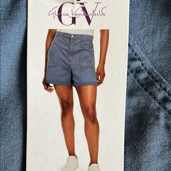 Gloria Vanderbilt High Waist Blue Utility Shorts - Picture 1 of 7